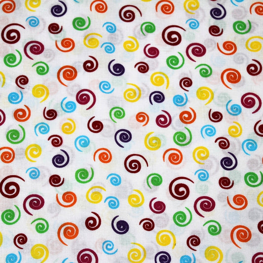 Nutex 108" Wide Cotton Backing Fabric - Multi-Coloured Rainbow Swirls