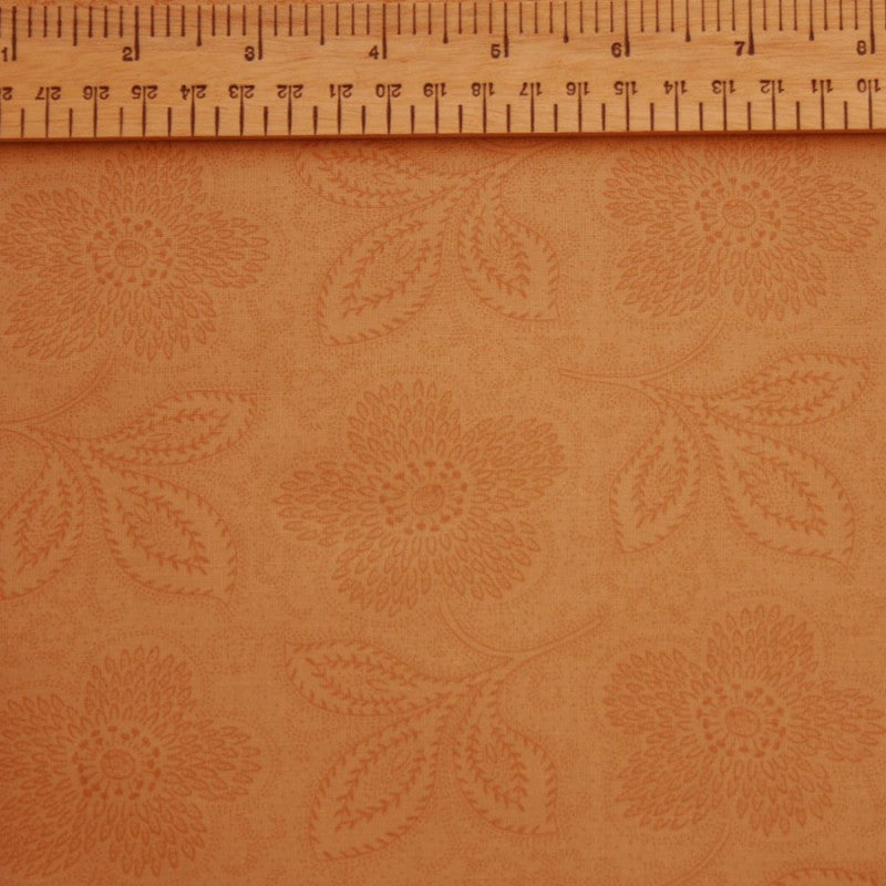 P & B Textiles 108" Extra Wide Backing Fabric - Medium Flower & Leaf Print on Light Brown