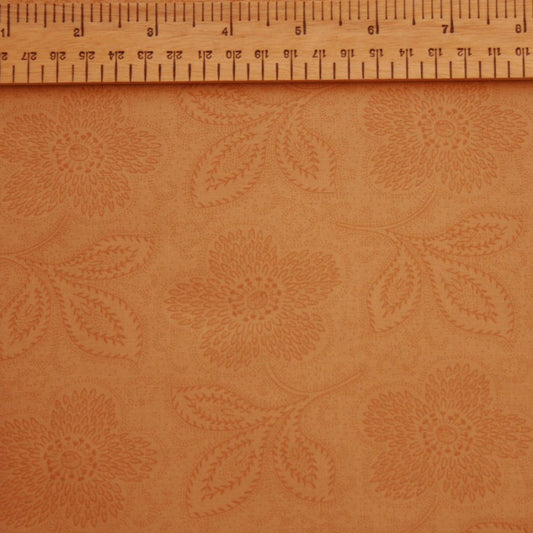 P & B Textiles 108" Extra Wide Backing Fabric - Medium Flower & Leaf Print on Light Brown