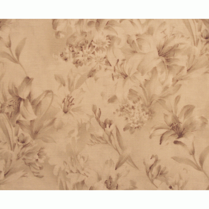 Ebor 108" Extra Wide Backing Fabric - Beige Iris & Leaf Pattern