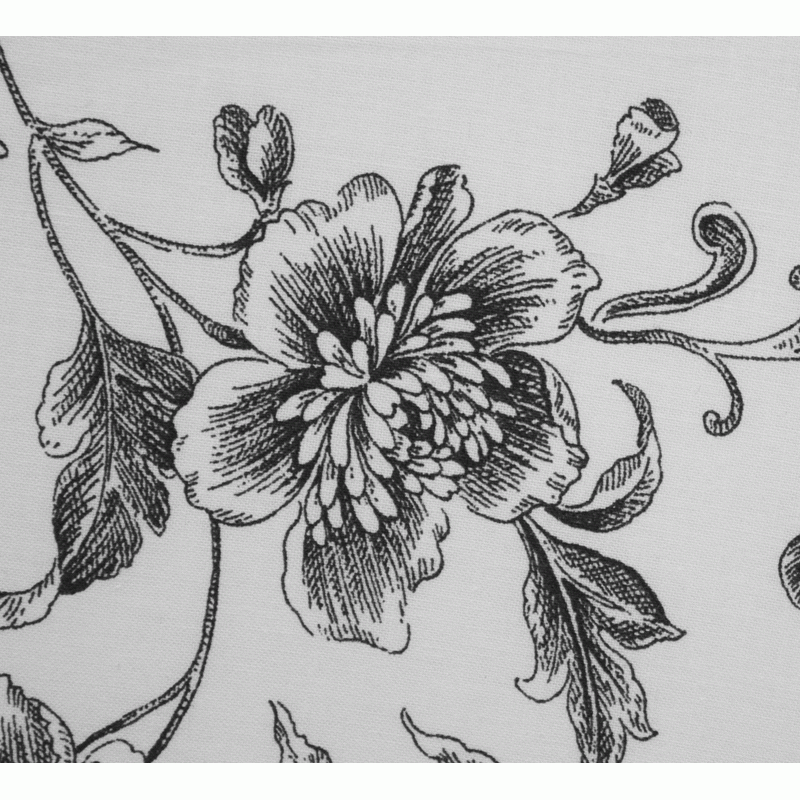 108" Anbo Extra Wide Backing Fabric - White with Black Floral Design