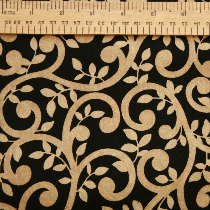 Normandy Court Extra Wide Backing Fabric - 118" Gold Scroll Design