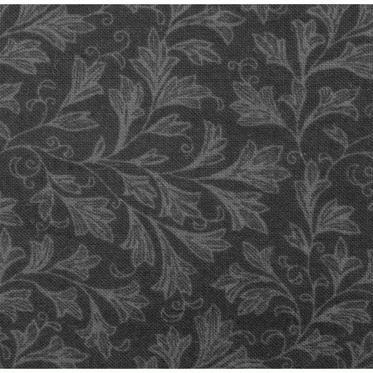 Whisper Studio 108" Extra Wide Cotton Backing Fabric - Bell Shaped Leaves in Black & Grey