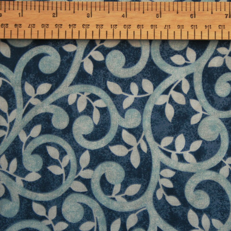 Normandy Court Extra Wide Backing Fabric - 118" Light Blue Scroll Design