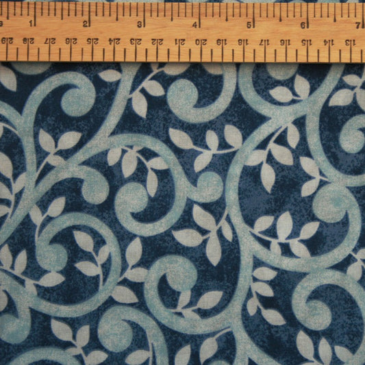 Normandy Court Extra Wide Backing Fabric - 118" Light Blue Scroll Design