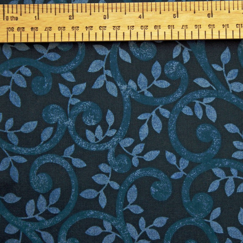 Ebor 108" Dark Blue Scroll Backing Fabric