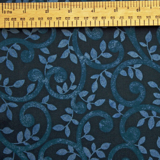 Ebor 108" Dark Blue Scroll Backing Fabric