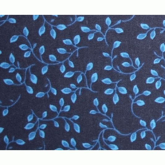 Stoff 108" Dark Blue Backing Fabric with Leaf Design