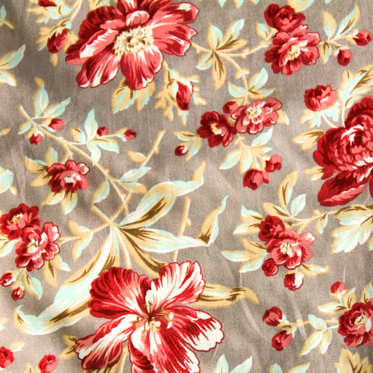 Moda red and brown flowers 1082 wide backing fabric