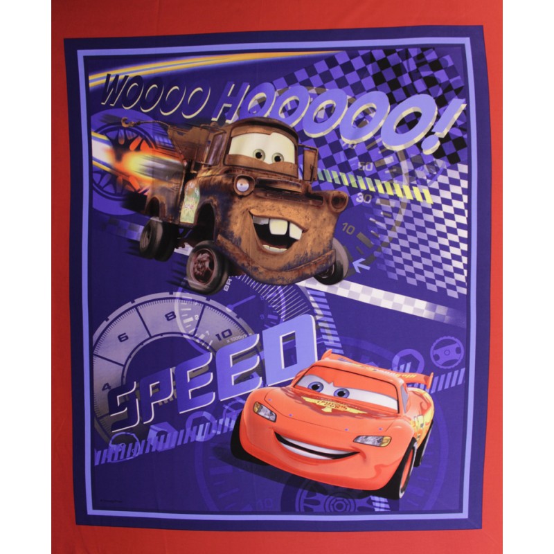 Disney's Car Panel - 100% Cotton Multicoloured Fabric for Creative Projects