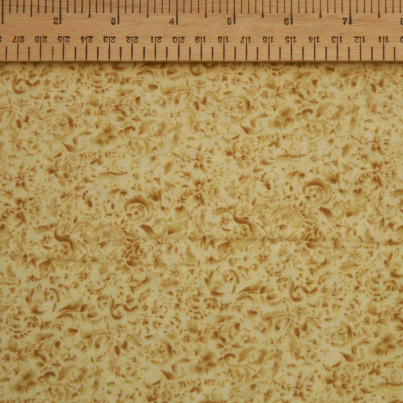 Ebor Leaves Backing Fabric - 118" Wide Cream with Dark Cream Scroll Design