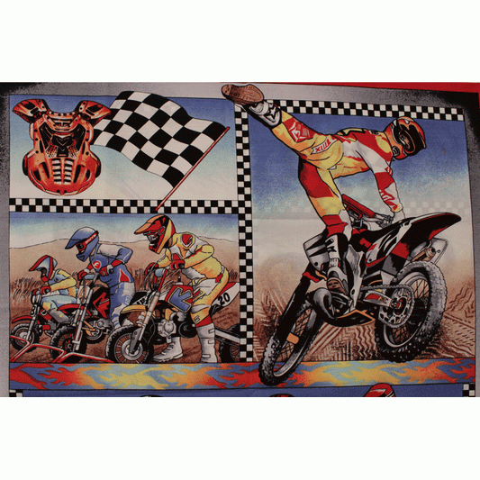 Kids Motorbike Novelty Fabric - Dirt Bike Racing by Nutex