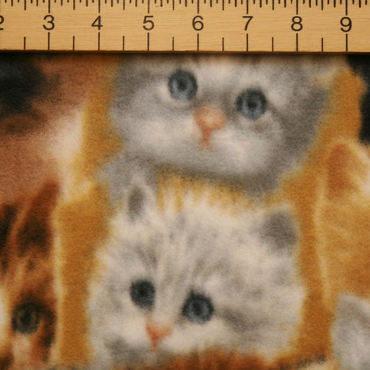 Multicoloured Cat Fleece Fabric - 60" Wide