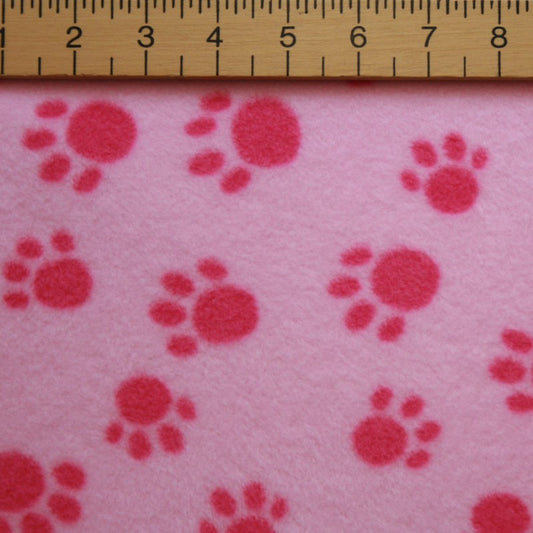 Paws Fleece Fabric - 60" Wide - Pink - Perfect for Kids' Projects