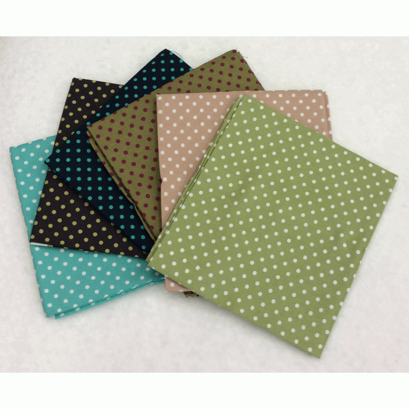 Multicoloured Green Spot Fat Quarter Pack - Ultimate Textiles