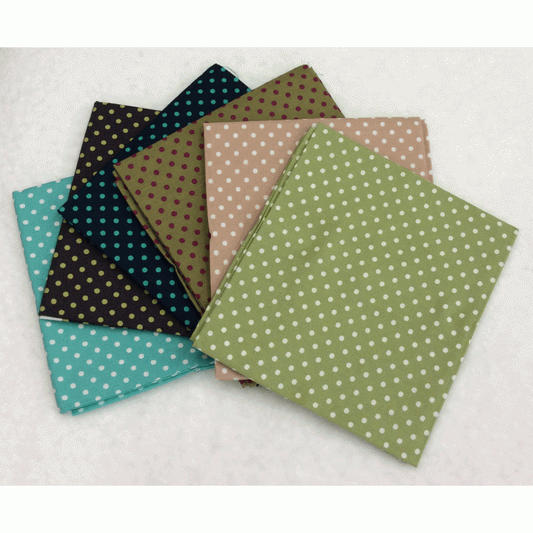 Multicoloured Green Spot Fat Quarter Pack - Ultimate Textiles