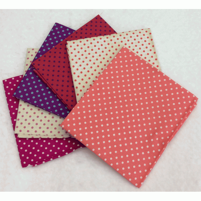Cerise Spot Fat Quarter Pack - 6 Multicoloured Cotton Fabrics