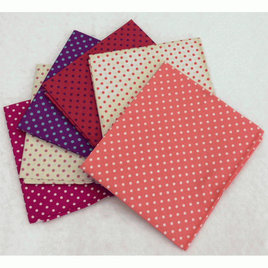 Cerise Spot Fat Quarter Pack - 6 Multicoloured Cotton Fabrics