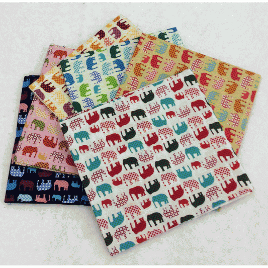 Multicoloured Elephants Fat Quarter Pack - Ultimate Textile