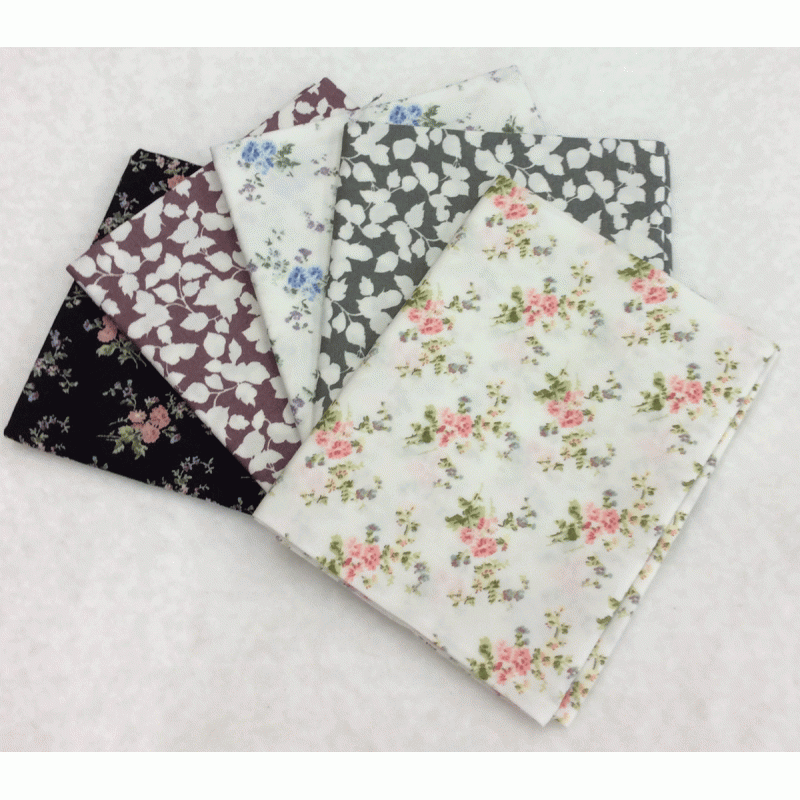 Charming Fat Quarter Bundle - Black and White Floral Design