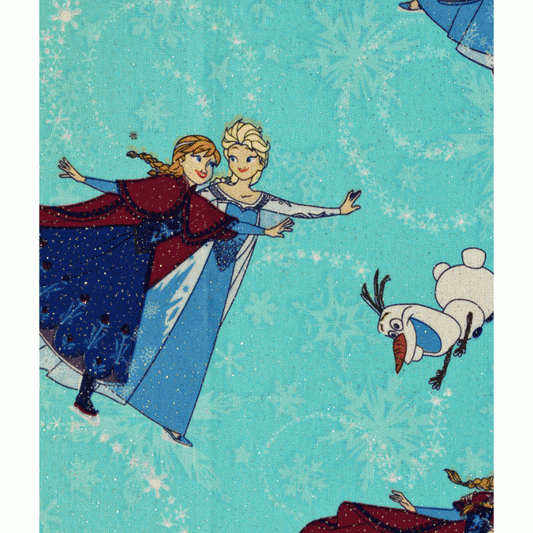 Disney Pixar Frozen 42" Fat Quarter - Fun Blue Fabric Featuring Anna and Elsa
