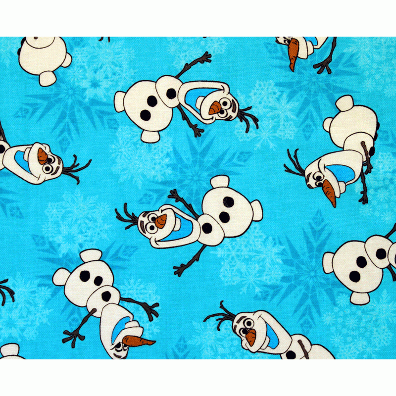 Disney Pixar Frozen 42" Fat Quarter - Blue Fabric Featuring Olfa the Snowman