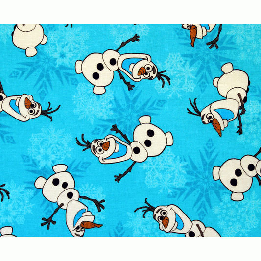 Disney Pixar Frozen 42" Fat Quarter - Blue Fabric Featuring Olfa the Snowman