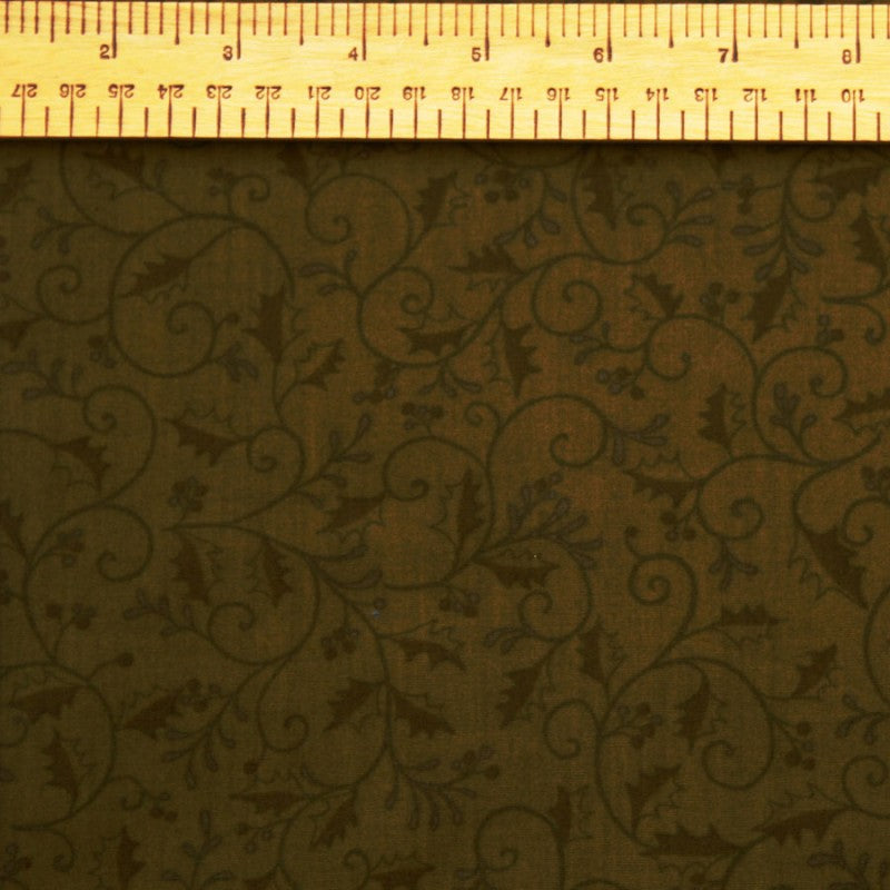 Dickens Christmas 108" Backing Fabric - Dark Green Holly and Berry Print