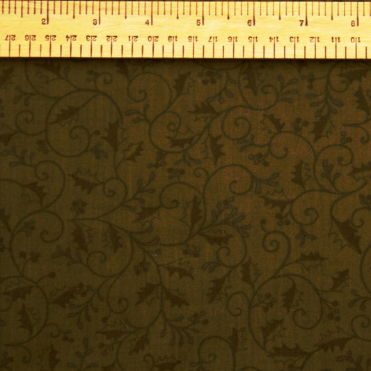 Dickens Christmas 108" Backing Fabric - Dark Green Holly and Berry Print