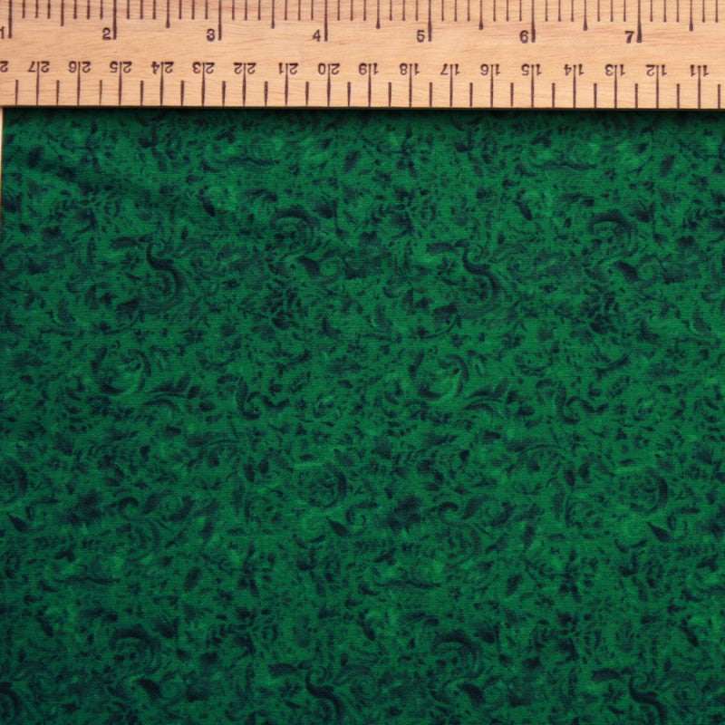 Ebor Fabric - 118" Extra Wide Leaves Design in Dark Green
