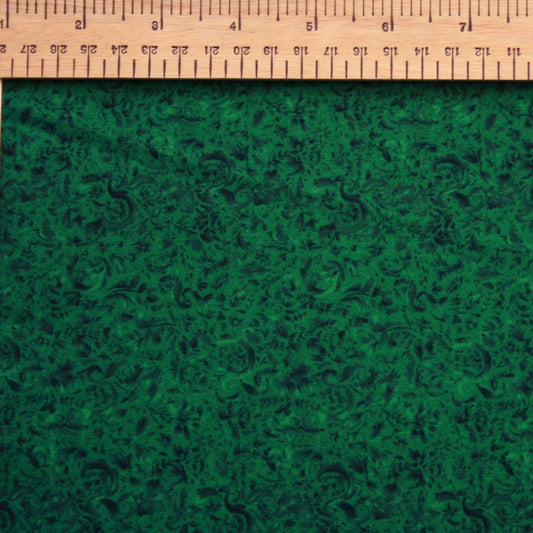 Ebor Fabric - 118" Extra Wide Leaves Design in Dark Green