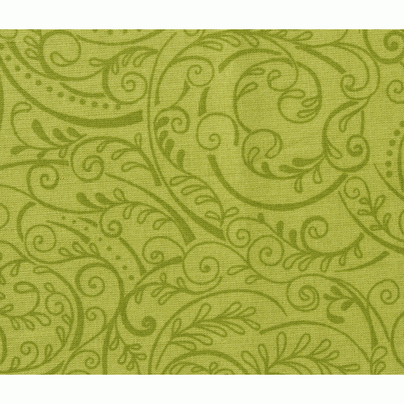 Extra Wide 108" Green Backing Fabric with Scrolling Leaf Pattern