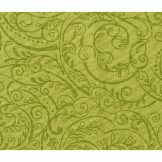 Extra Wide 108" Green Backing Fabric with Scrolling Leaf Pattern