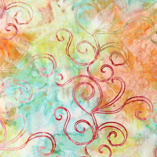 Multi coloured green swirls 108"wide by Moda