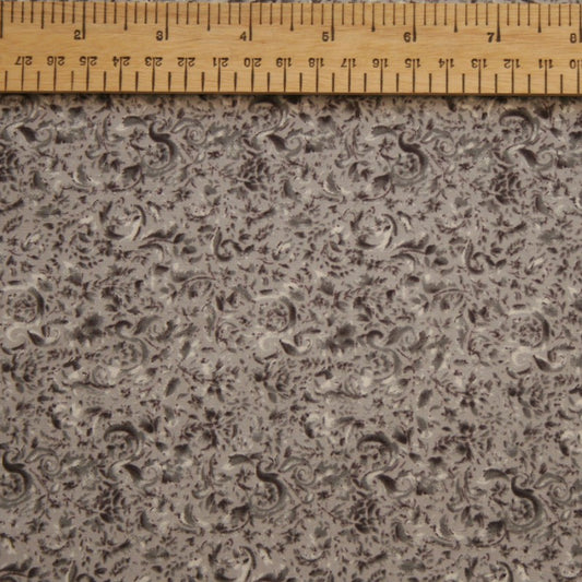 Ebor 118" Leaves Backing Fabric - Grey Scroll/Ribbon Design