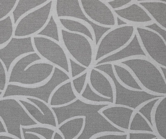 Stoff Windsor Extra Wide Backing Fabric - Light Grey Leaf Pattern