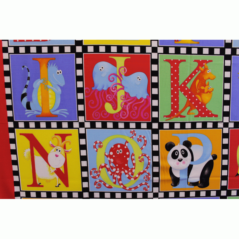 Multicoloured Children's Fabric Panel for Play Blankets and Quilts
