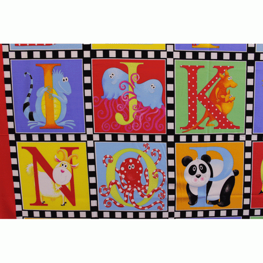 Multicoloured Children's Fabric Panel for Play Blankets and Quilts