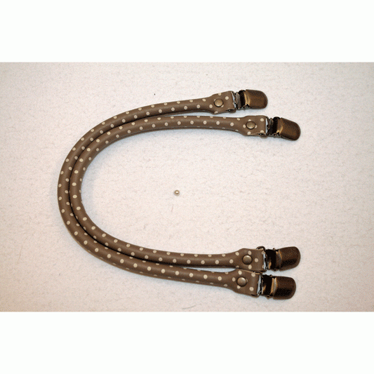 F J Fusion Bag Handles - Taupe with White Dots, 40cm