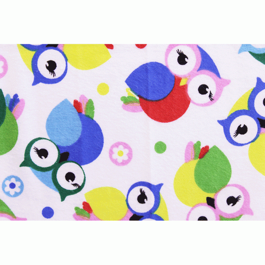 Multicoloured Children's Brushed Cotton Fat Quarter - Nutex Owls Fabric