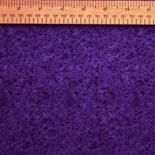 Ebor Fabric 118" - Purple Leaves with Scroll/Ribbon Effect