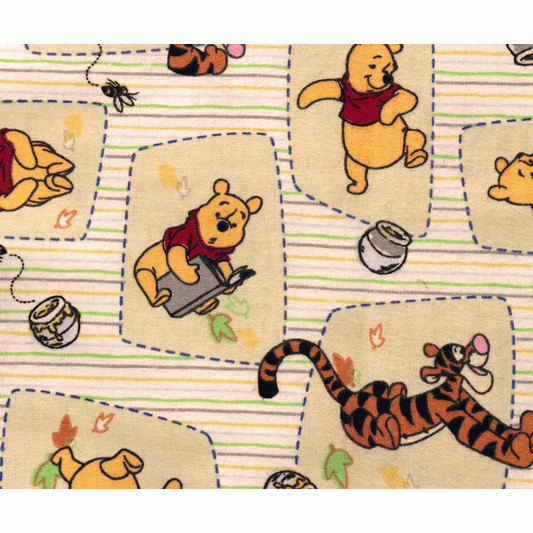 Ebor Winnie the Pooh and Tigger Fat Quarter - Multicoloured Kids Fabric