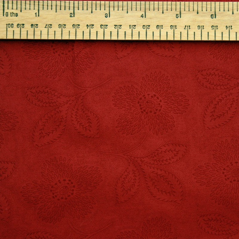 P & B Textiles 108" Wide Red Flower & Leaf Print Fabric