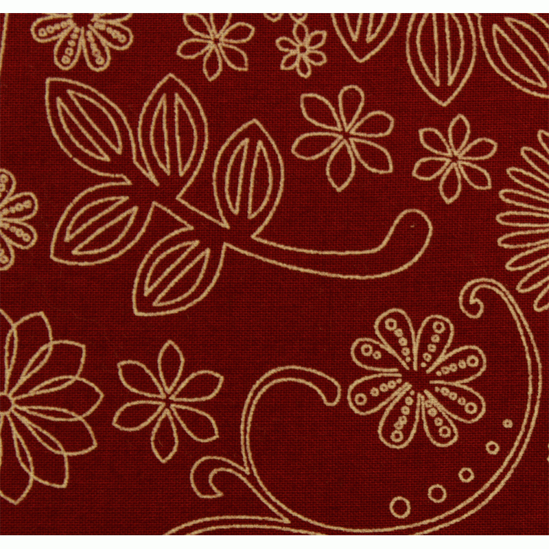 Nutex Retro Flowers Burgundy Extra Wide Quilt Backing Fabric