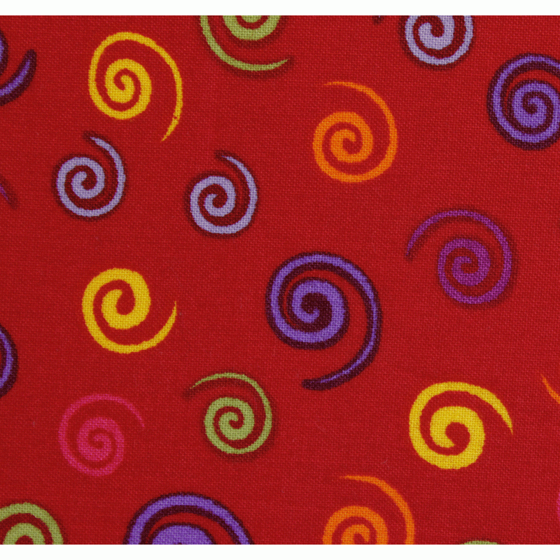 Extra Wide 108" Red Backing Fabric with Colorful Swirls