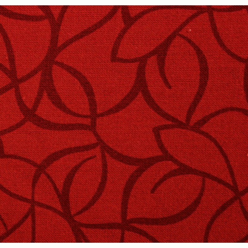 Stoff 108" Windsor Extra Wide Backing Fabric - Red with Leaf Patterns