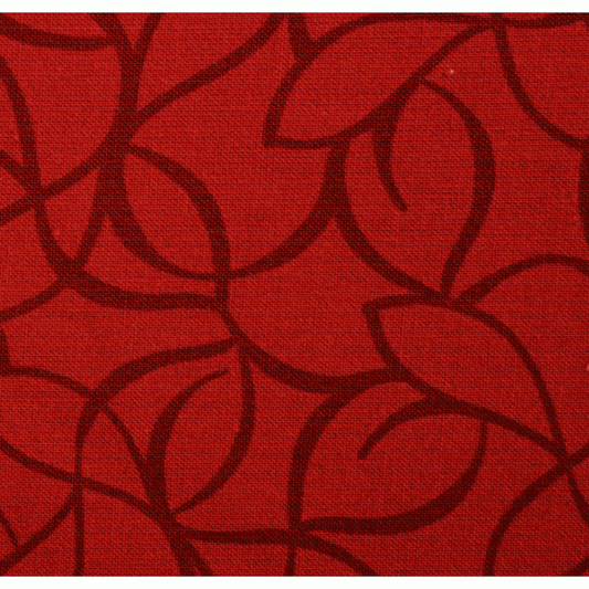 Stoff 108" Windsor Extra Wide Backing Fabric - Red with Leaf Patterns