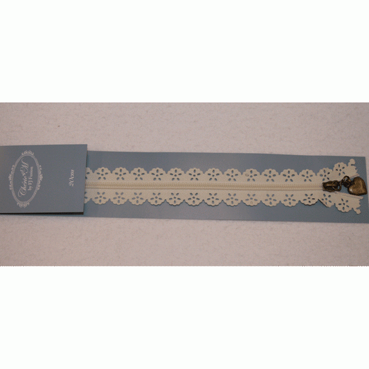 Ivory Decorative Bag Zip - 8” or 20cm by Dragonfly Quilting