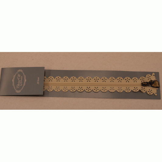 F J Fusion Decorative Bag Zip - Natural Beige, 8” or 20 cm