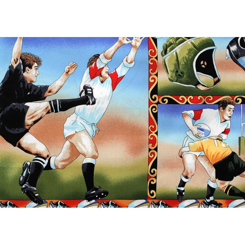 Multicoloured Rugby Panel by Nutex – Perfect for Sports-Themed Quilting